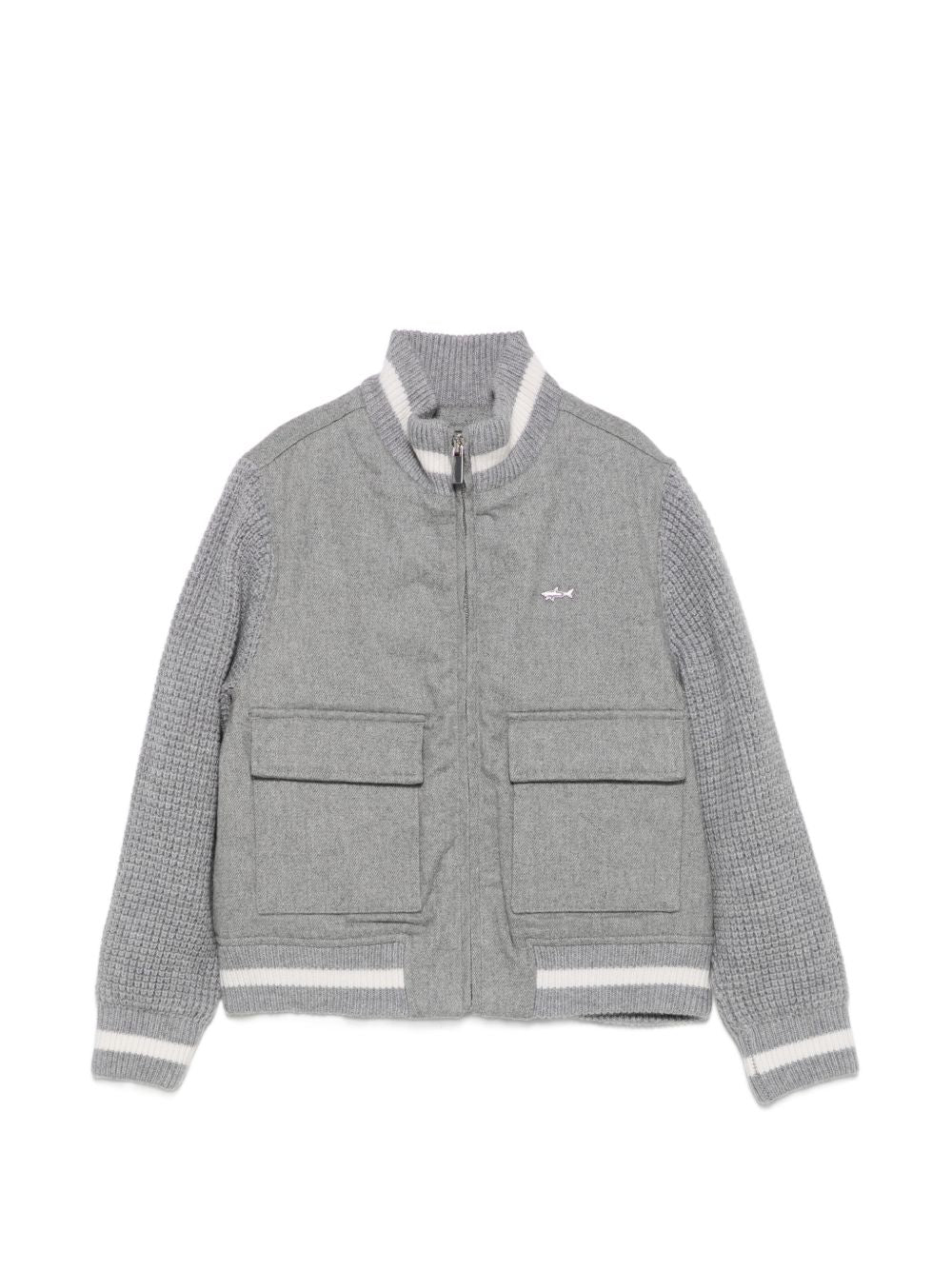Giubbino in waffle per bambino Paul & Shark Junior grigio con logo WUS014LZA26 60901 PAUL & SHARK KIDS 
