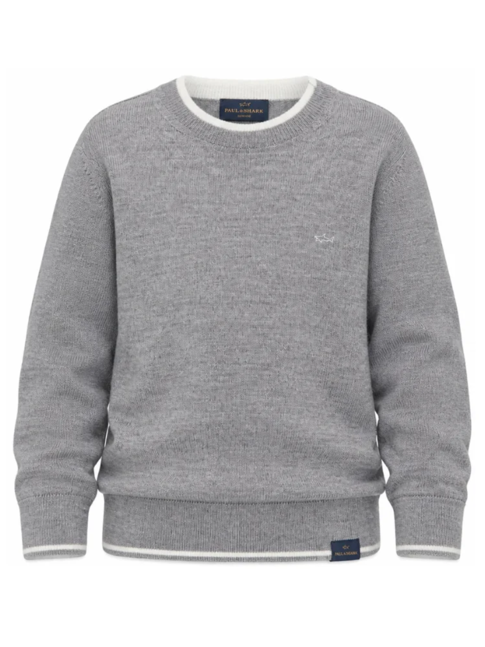 Maglione per bambino Paul & Shark Kids grigio con bordi a contrasto WUW005LHE88 60901 PAUL & SHARK KIDS 