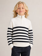 Maglione per bambino Paul & Shark Kids bianco con motivo a righe orizzontali WUW006LHE88 10057 PAUL & SHARK KIDS 
