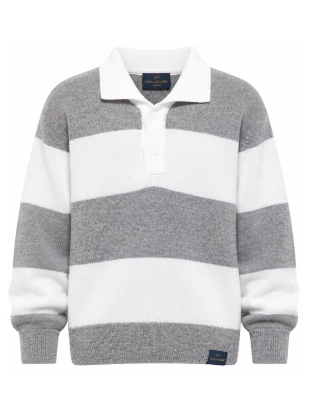 Maglione per bambino Paul & Shark Kids bianco e grigio con motivo a righe WUW007LHE88 81156 PAUL & SHARK KIDS 