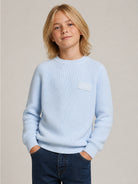 Maglione per bambino Paul & Shark Kids azzurro con applicazione logo WUW008LHE43 40705 PAUL & SHARK KIDS 