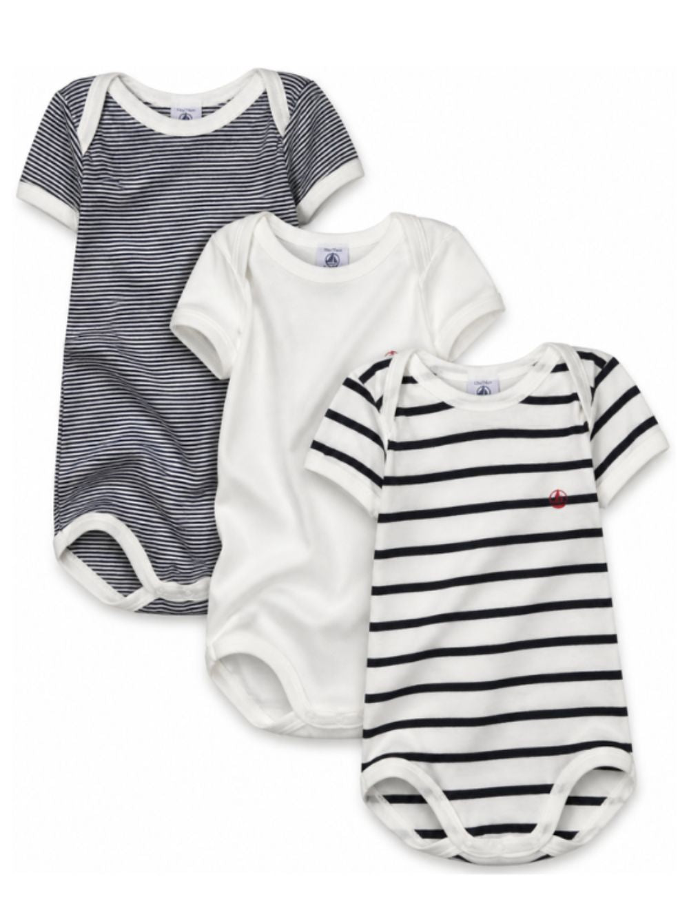 Set di tre tutine per neonati Petit Bateau Kids multicolore con fantasie diverse A01TC 00 PETIT BATEAU KIDS 