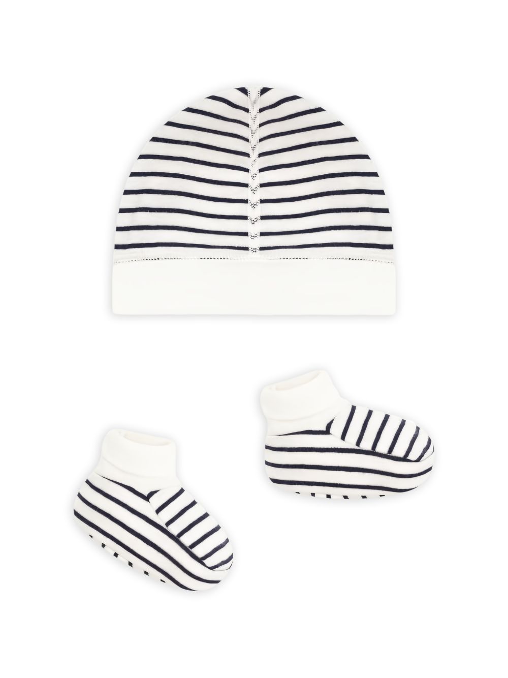 Set cappellino e babbucce per neonati Petit Bateau Kids con design a righe A0ARY 00 PETIT BATEAU KIDS 