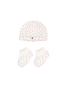 Set cappellino e babbucce per neonati Petit Bateau Kids bianco con stampa cuoricini all-over A0ARZ 00 PETIT BATEAU KIDS 