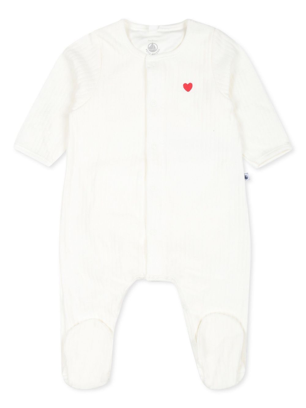 Tutina per neonati Petit Bateau Kids bianco con ricamo cuore sul davanti A0AS9 01 PETIT BATEAU KIDS 