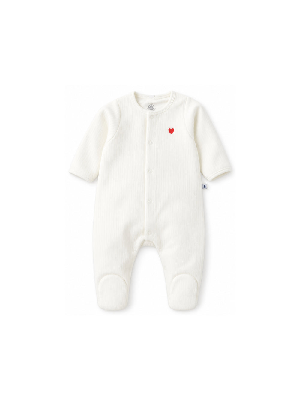 Tutina per neonati Petit Bateau Kids bianco con ricamo cuore sul davanti A0AS9 01 PETIT BATEAU KIDS 