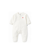 Tutina per neonati Petit Bateau Kids bianco con ricamo cuore sul davanti A0AS9 01 PETIT BATEAU KIDS 