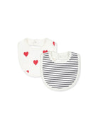 Set di due bavaglini per neonati Petit Bateu Kids bianchi con design diversi A0ASH 03 PETIT BATEAU KIDS 