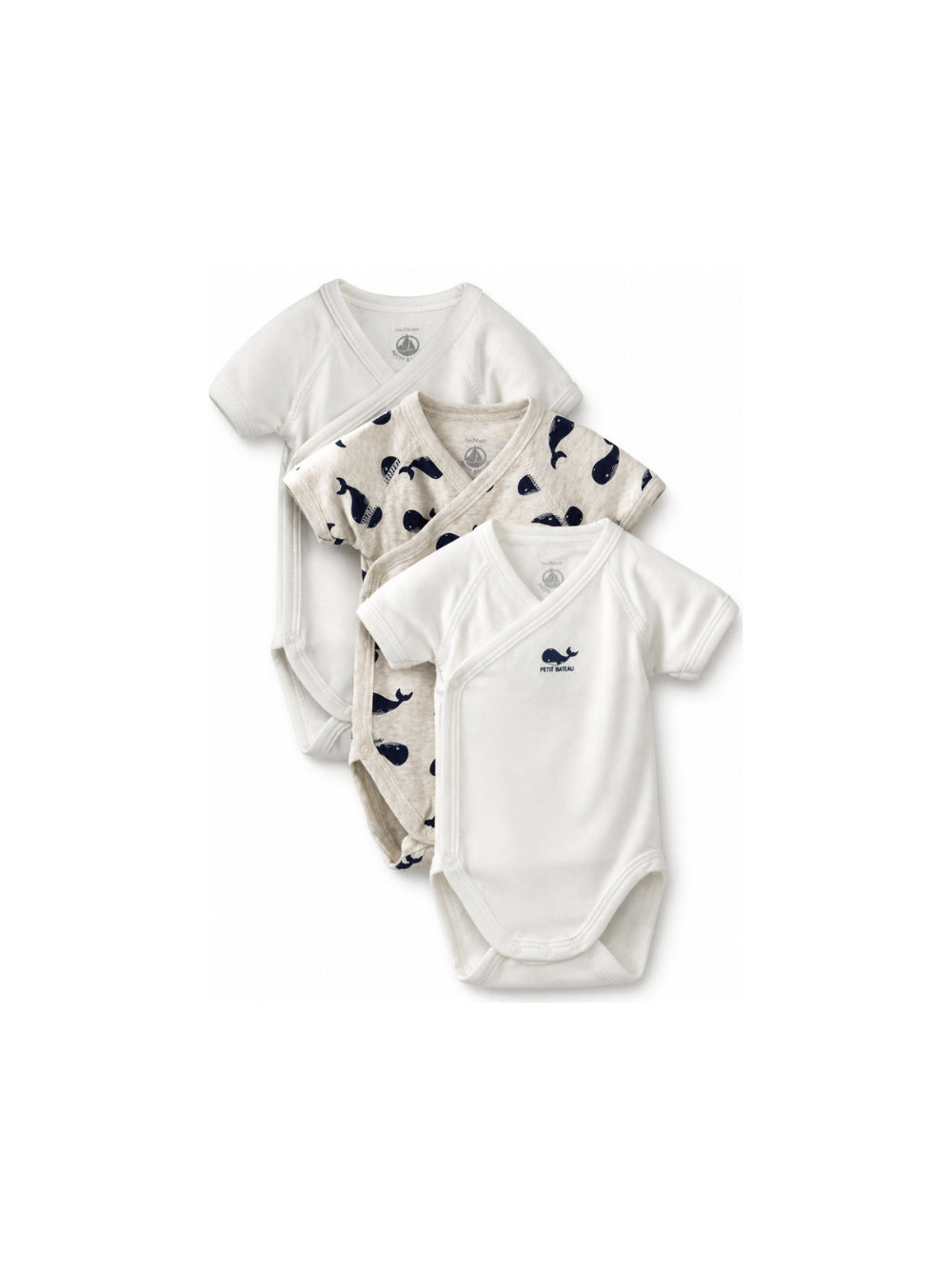 Set di tre tutine per neonati Petit Bateau Kids multicolore con fantasia balene A0CD1 00 PETIT BATEAU KIDS 