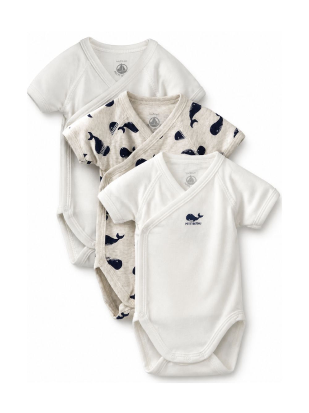 Set di tre tutine per neonati Petit Bateau Kids multicolore con fantasia balene A0CD1 00 PETIT BATEAU KIDS 