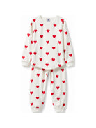 Pigiama per bambini Petit Bateau Kids bianco con stampa a cuori rossi all-over A0DO0 02 PETIT BATEAU KIDS 