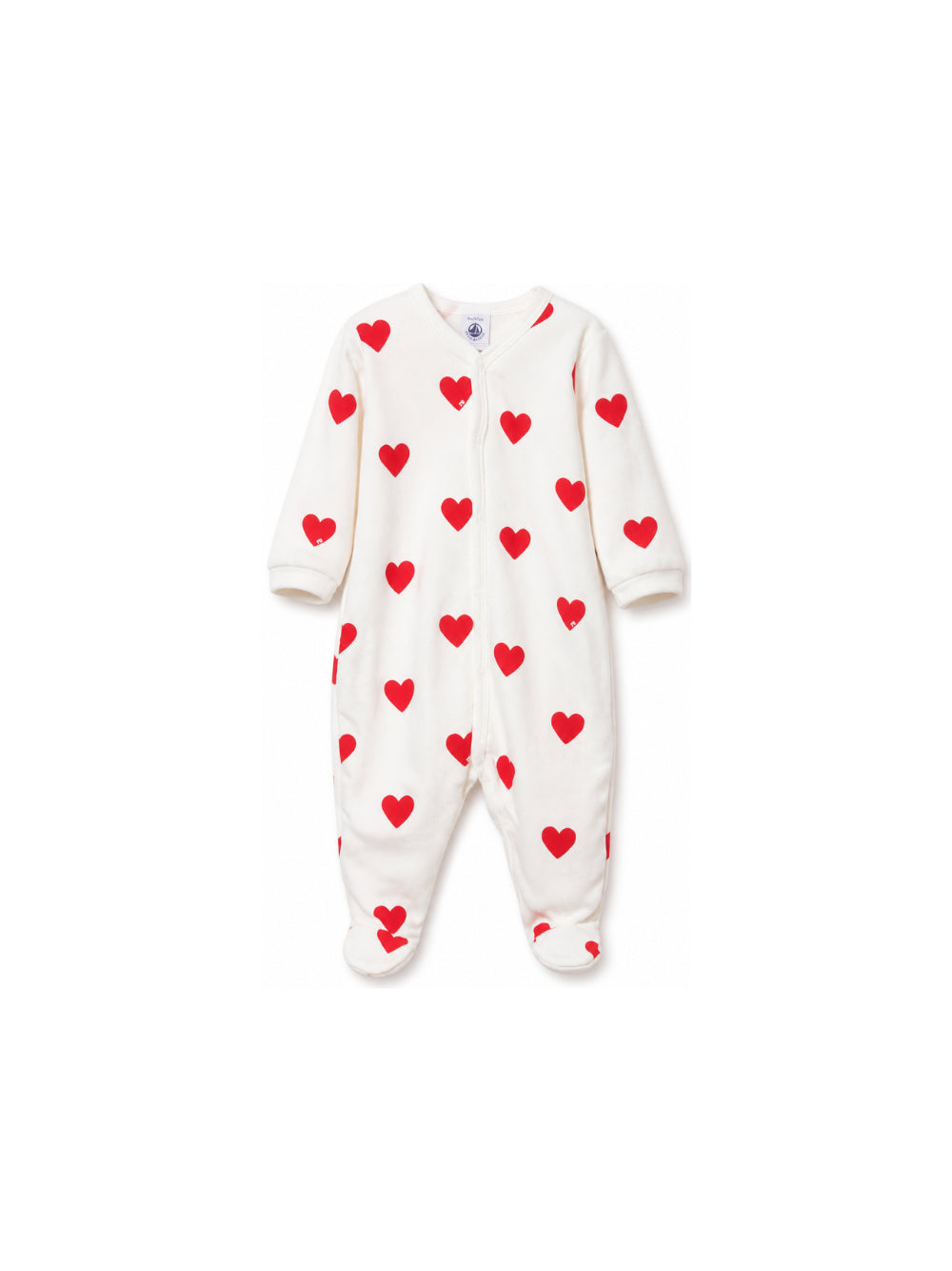 Tutina per neonati Petit Bateau Kids bianca con stampa a cuori all-over A0DQB 01 PETIT BATEAU KIDS 
