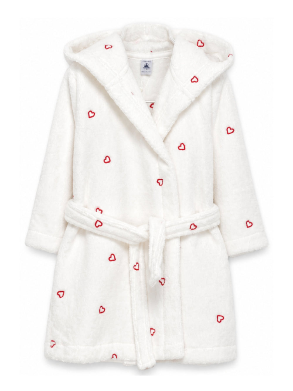 Accappatoio per bambini Petit Bateau Kids bianco con motivo a cuori A0DS4 01 PETIT BATEAU KIDS 