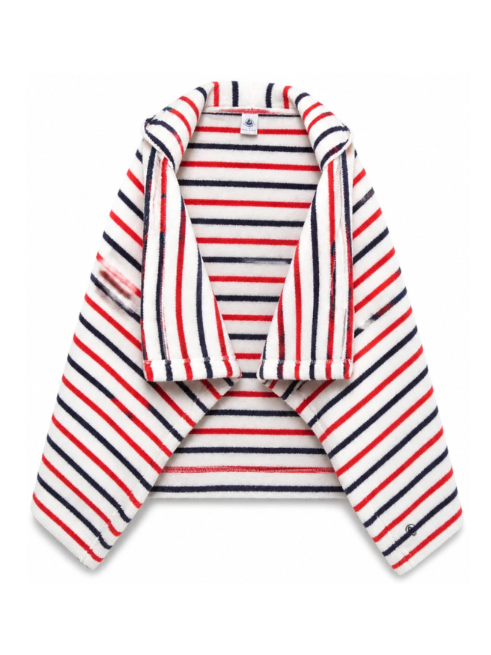 Accappatoio per bambini Petit Bateau Kids  bianco con design a righe rosse e blu A0DXI 85 PETIT BATEAU KIDS 