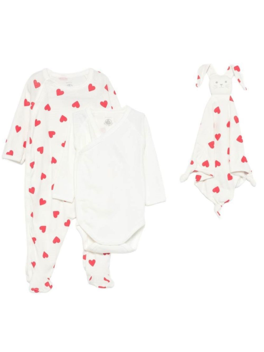 Set tutine e doudou per neonati Petit Bateau Kids bianco con stampa cuori all-over A0FF9 00 PETIT BATEAU KIDS 