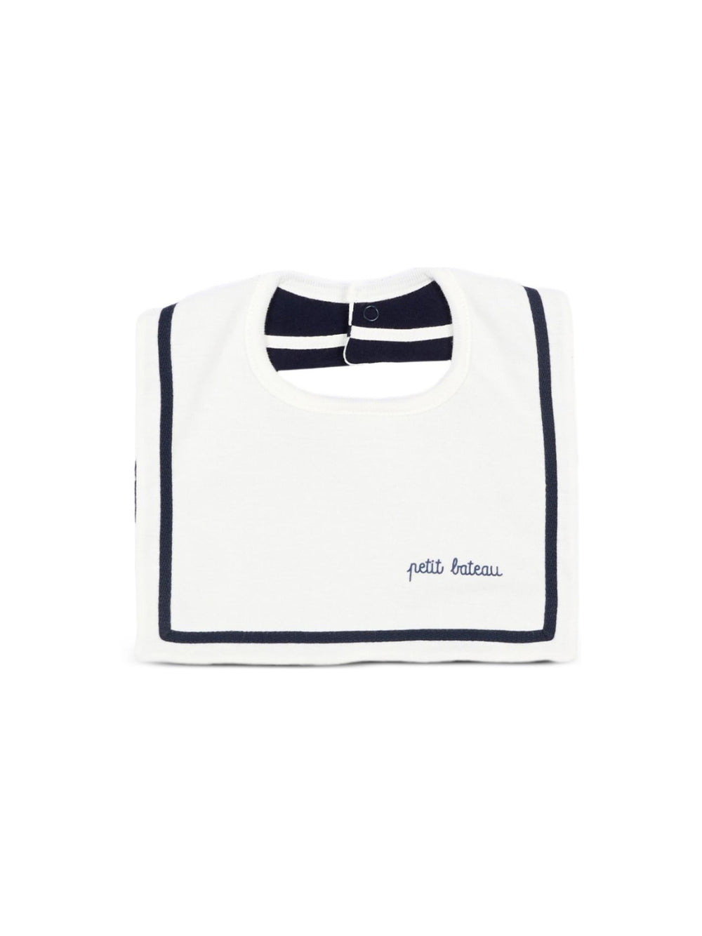 Bavaglino per neonati Petit Bateua Kids bianco con logo ricamato sul davanti A0G9L 01 PETIT BATEAU KIDS 