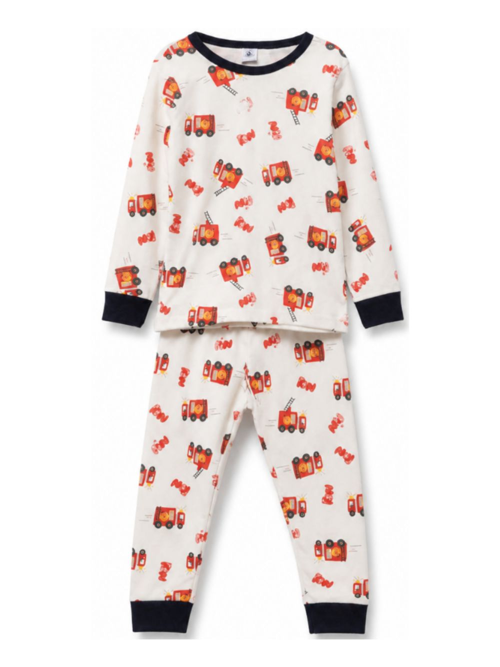 Pigiama per bambino Petit Bateau Kids bianco con stampa grafica camion dei pompieri A0GA4 01 PETIT BATEAU KIDS 