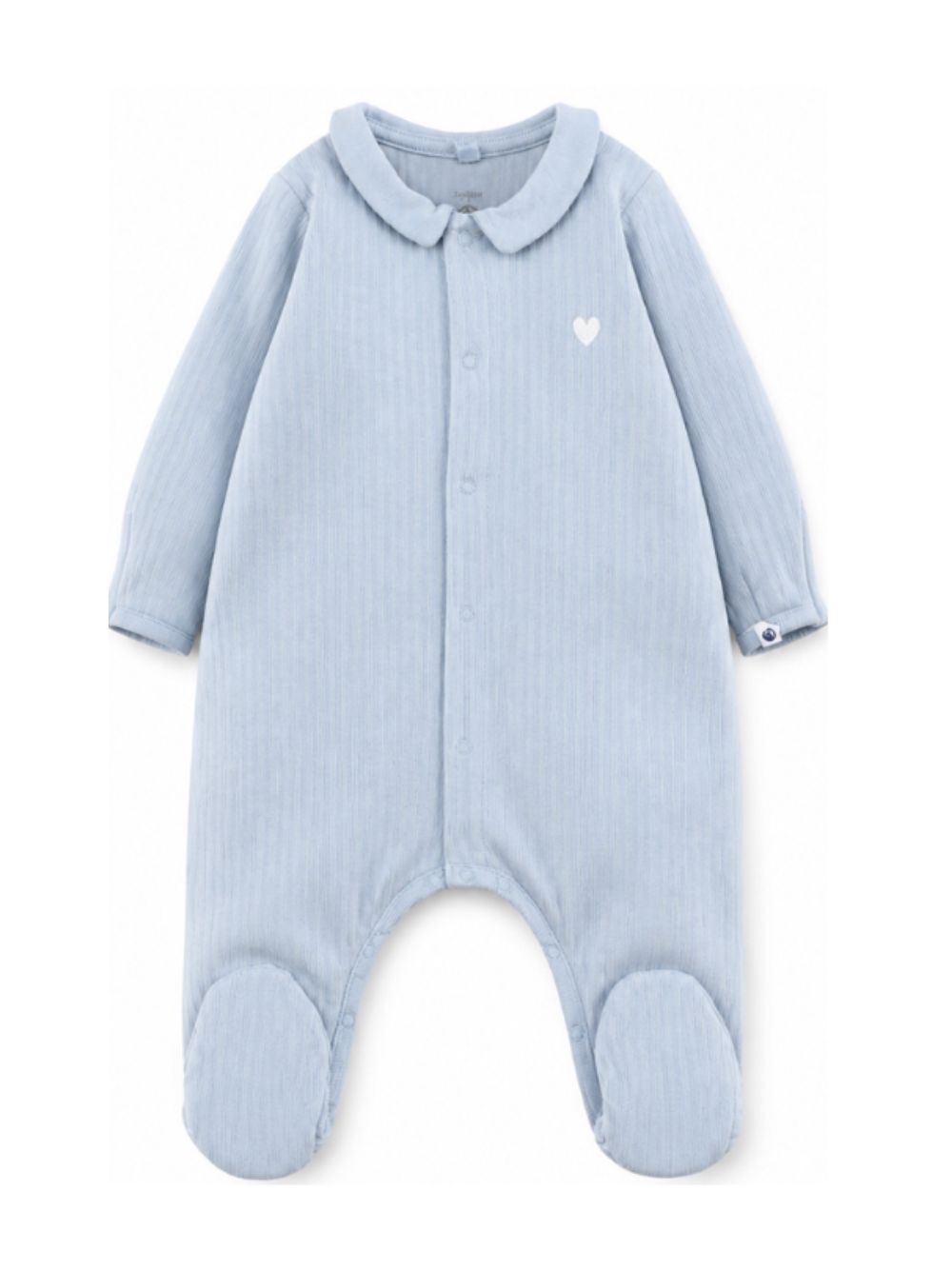 Tutina per neonato Petit Bateau Kids azzurro chiaro con motivo a cuore sul davanti A0GAC 01 PETIT BATEAU KIDS 