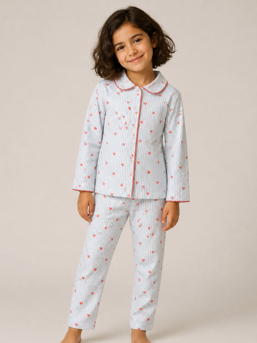 Pigiama per bambina Petit Bateau Kids azzurro con design a righe A0GAL 01 PETIT BATEAU KIDS 