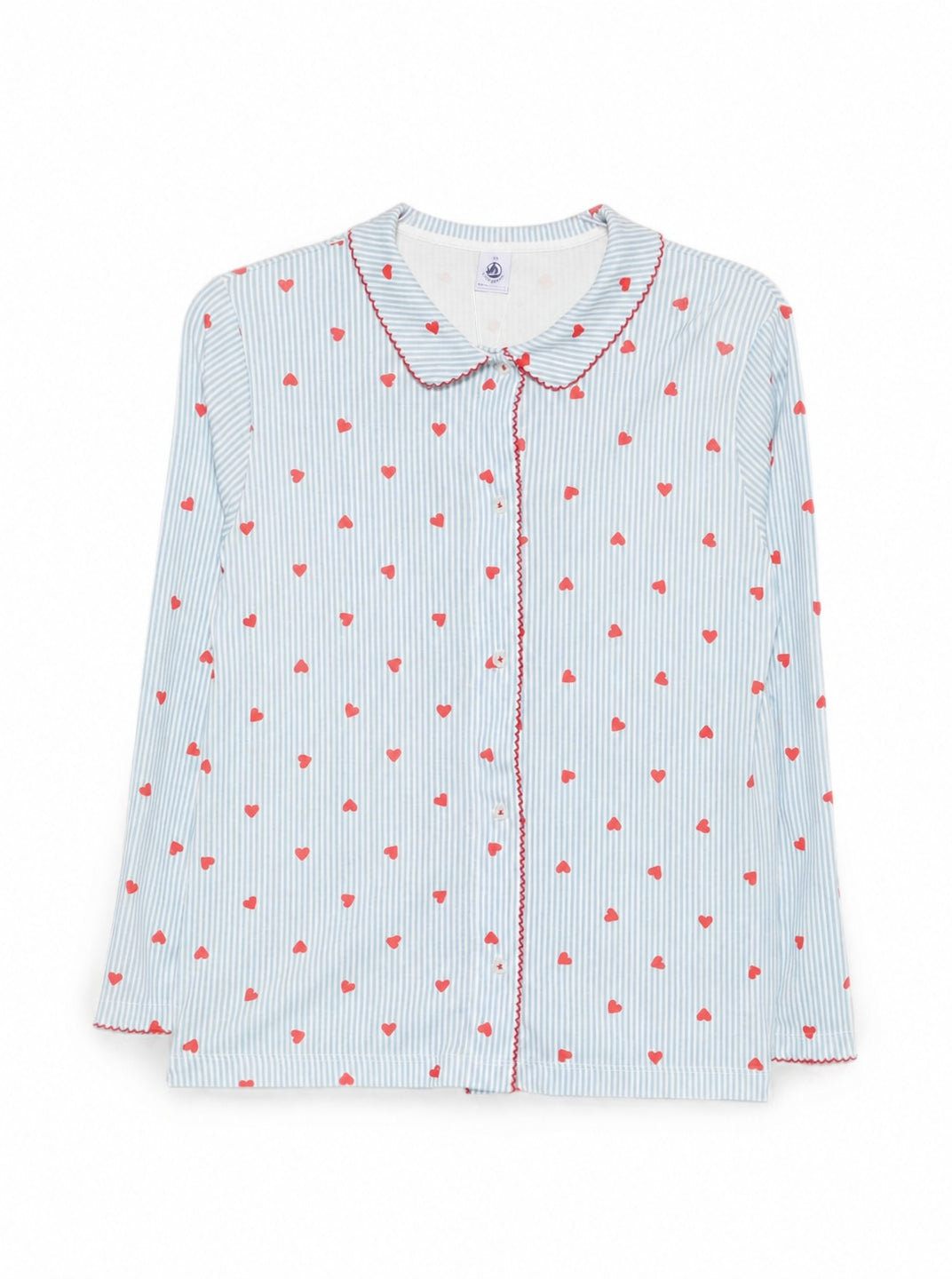 Pigiama per donna Petit Bateu Kids azzurro con stampa cuoricini all-over A0GAQ 01 PETIT BATEAU KIDS 