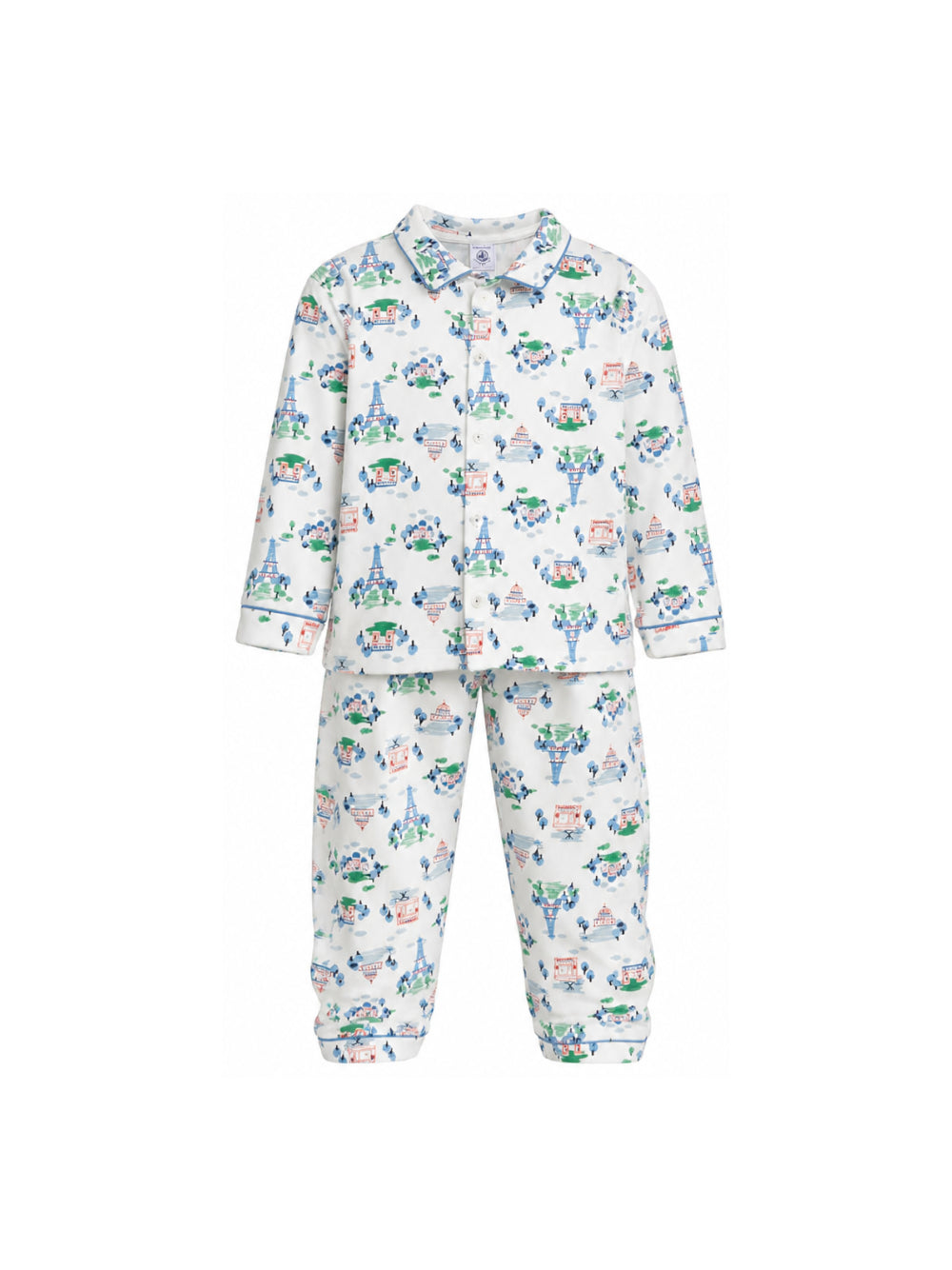Pigiama per bambini Petit Bateau Kids bianco con stampa Torre Eiffel all-over A0GCR 01 PETIT BATEAU KIDS 
