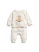 Set maglione e pantaloni per neonati Petit Bateau bianco con motivo cuccioli A0GIW 02 PETIT BATEAU KIDS 