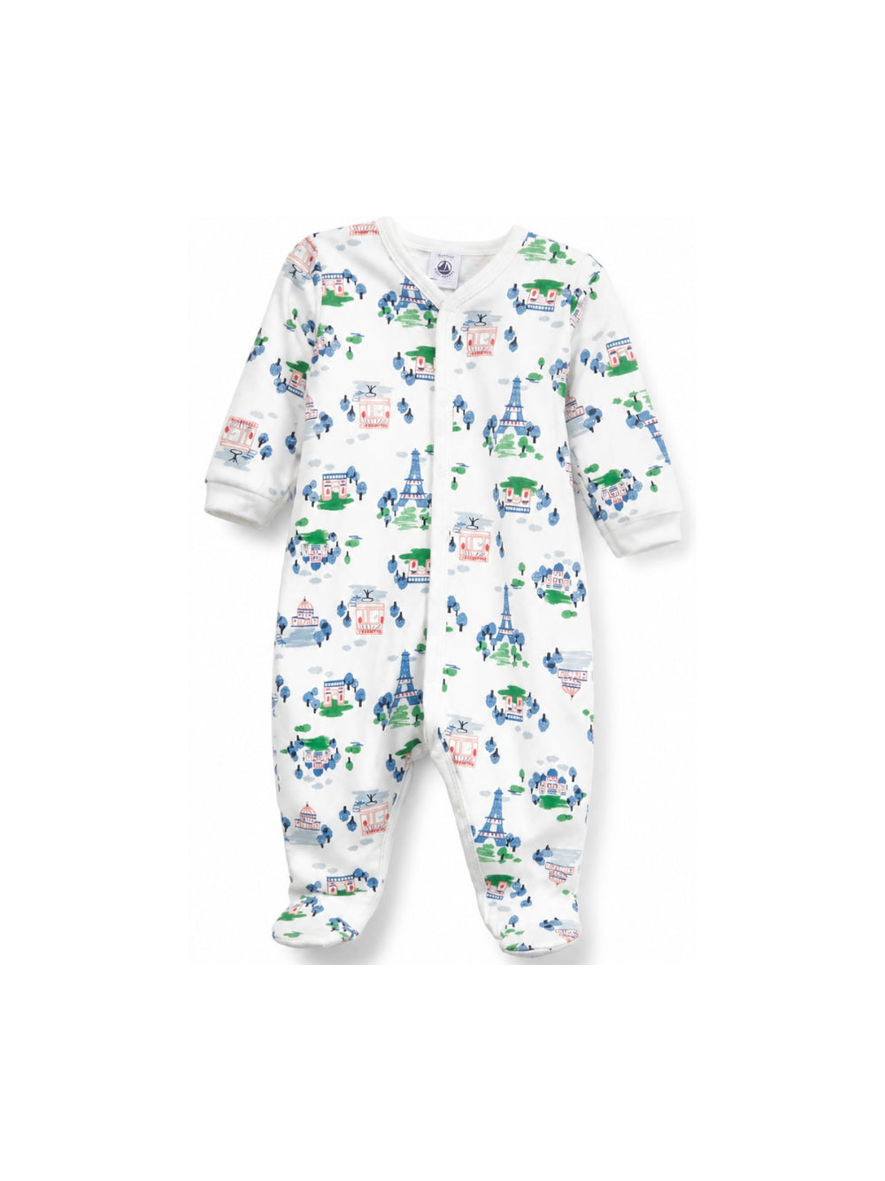 Tutina per neonati Petit Bateau Kids bianca con stampa Torre Eiffel all-over A0GJK 01 PETIT BATEAU KIDS 