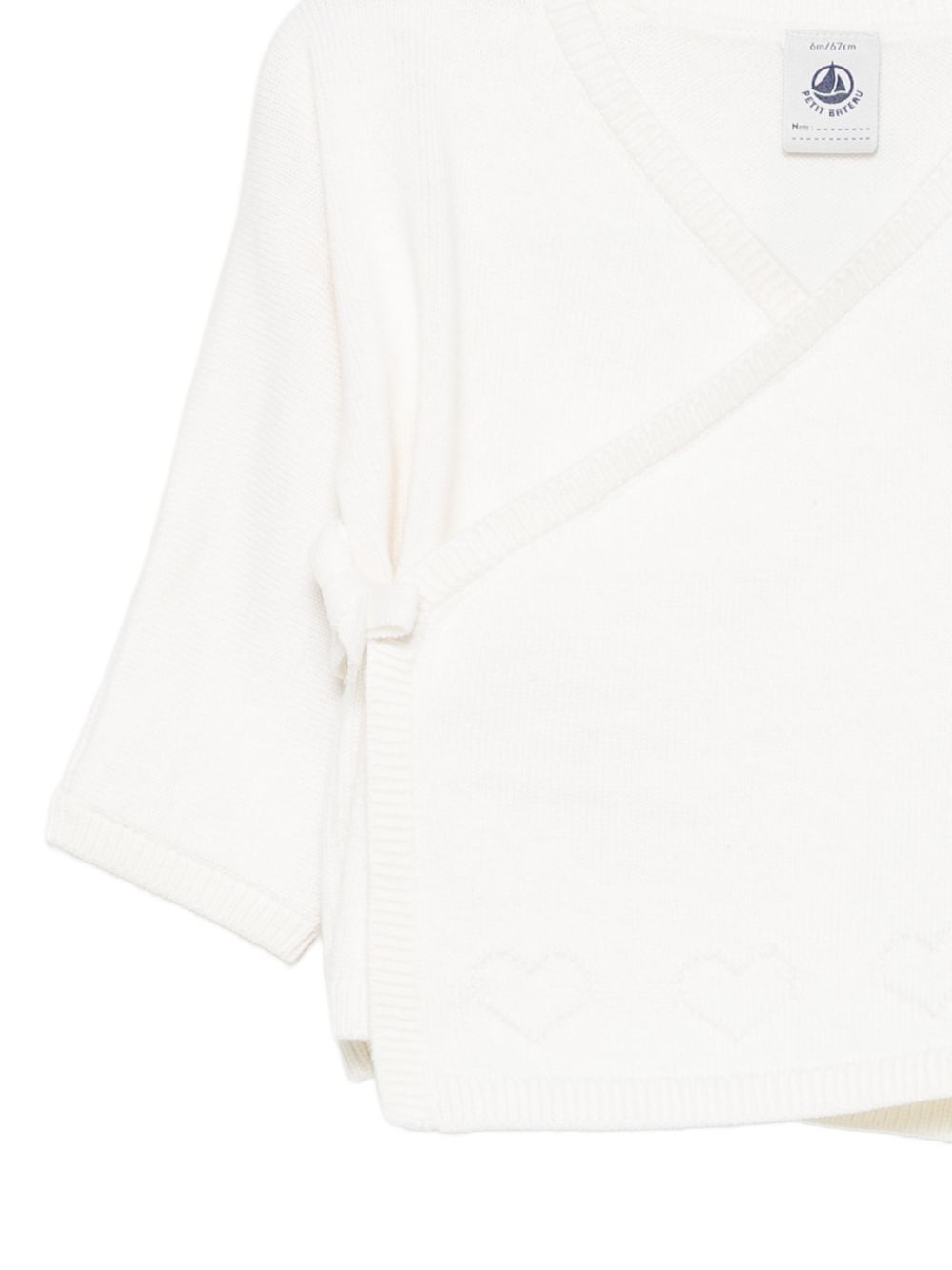 Cardigan per neonata Petit Bateau Kids bianco con ricamo cuori sul davanti A0GNS 03 PETIT BATEAU KIDS 