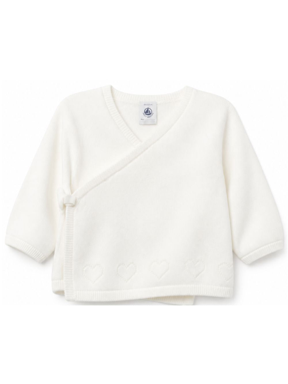Cardigan per neonata Petit Bateau Kids bianco con ricamo cuori sul davanti A0GNS 03 PETIT BATEAU KIDS 
