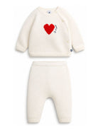 Set due pezzi per neonati Petit Bateau Kids bianco con cuore ricamato sul davanti A0GNY 01 PETIT BATEAU KIDS 