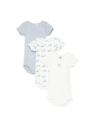 Set di tre body per neonato Petit Bateau azzurro e bianco con motivo balene A0H2F 00 PETIT BATEAU KIDS 