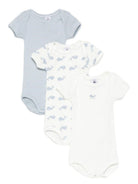 Set di tre body per neonato Petit Bateau azzurro e bianco con motivo balene A0H2F 00 PETIT BATEAU KIDS 