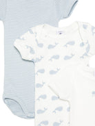 Set di tre body per neonato Petit Bateau azzurro e bianco con motivo balene A0H2F 00 PETIT BATEAU KIDS 