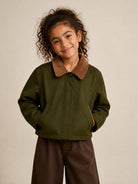 Giacca crop per bambina Philosophy verde con colletto a coste I1H105 8913 0023 PHILOSOPHY KIDS 