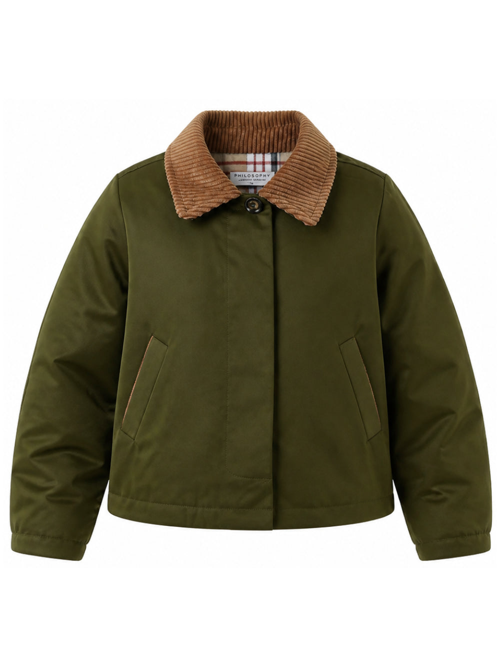 Giacca crop per bambina Philosophy verde con colletto a coste I1H105 8913 0023 PHILOSOPHY KIDS 