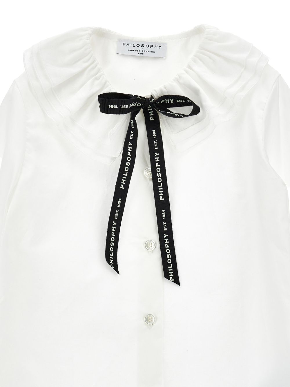 Blusa per bambina Philophy di Lorenzo Serafini Kids bianca con colletto con ruches I1H302 8116 0150 PHILOSOPHY KIDS 