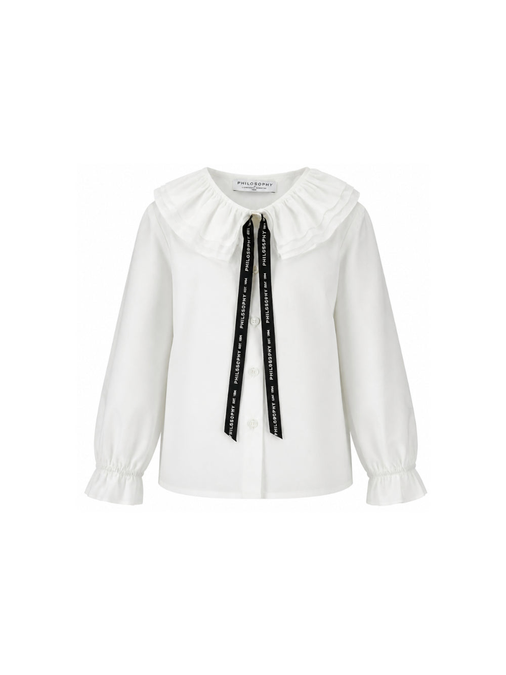 Blusa per bambina Philophy di Lorenzo Serafini Kids bianca con colletto con ruches I1H302 8116 0150 PHILOSOPHY KIDS 