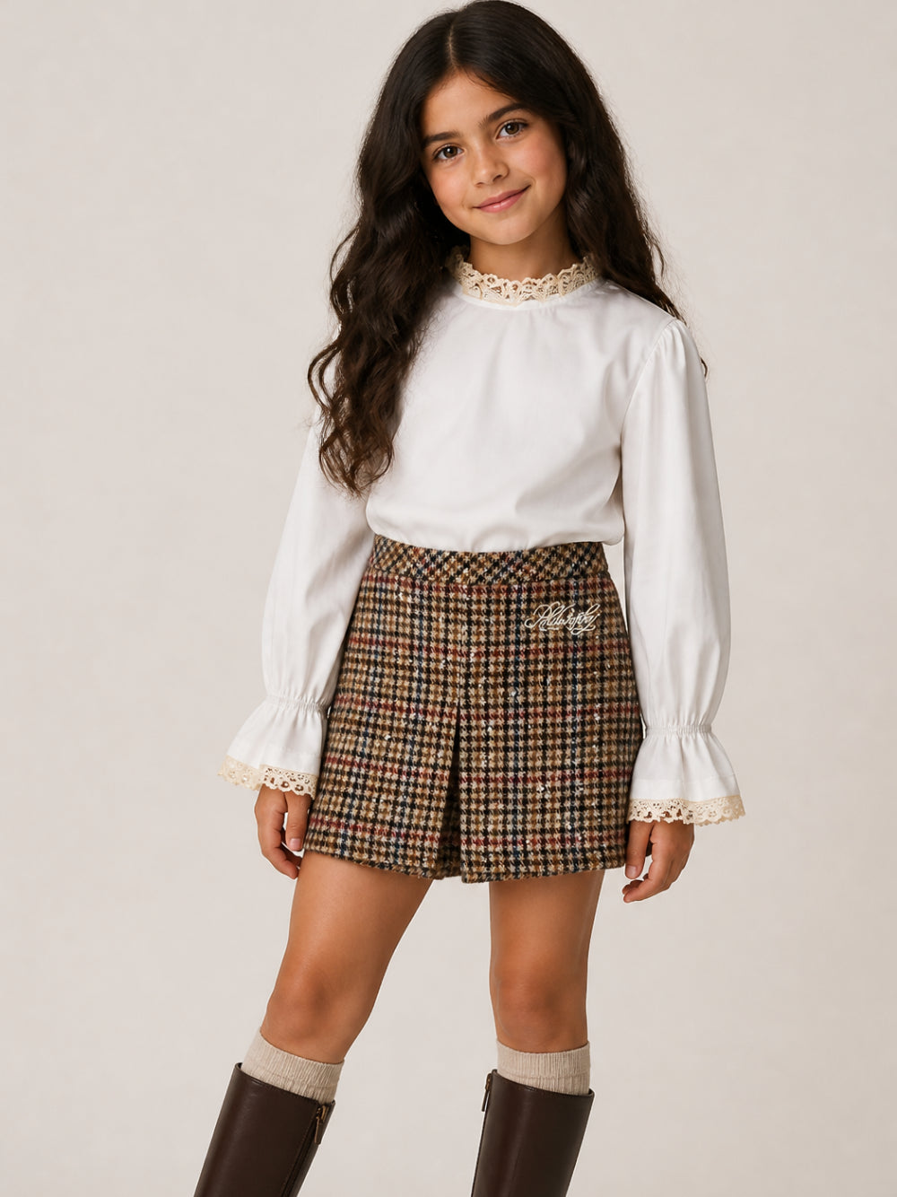 Blusa per bambina Philosophy di Lorenzo Serafini Kids bianca con colletto in pizzo I1H304 8116 0001 PHILOSOPHY KIDS 