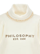 Maglione per bambina Philosophy di Lorenzo Serafini Kids bianco con logo sul davanti I1H604 8214 0001 PHILOSOPHY KIDS 