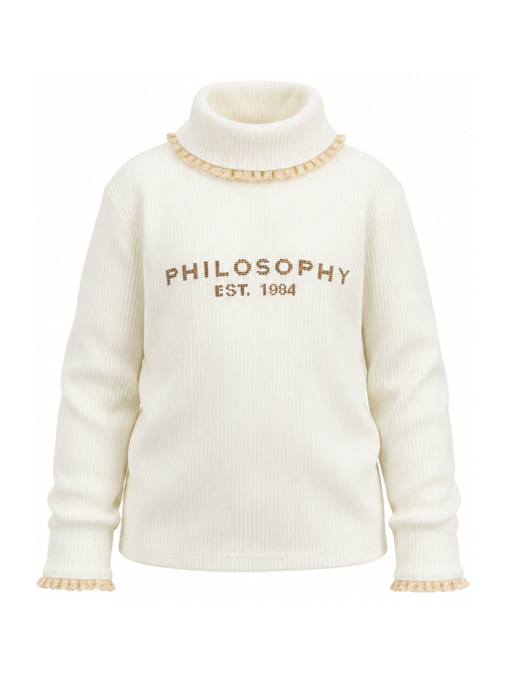 Maglione per bambina Philosophy di Lorenzo Serafini Kids bianco con logo sul davanti I1H604 8214 0001 PHILOSOPHY KIDS 