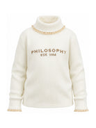 Maglione per bambina Philosophy di Lorenzo Serafini Kids bianco con logo sul davanti I1H604 8214 0001 PHILOSOPHY KIDS 