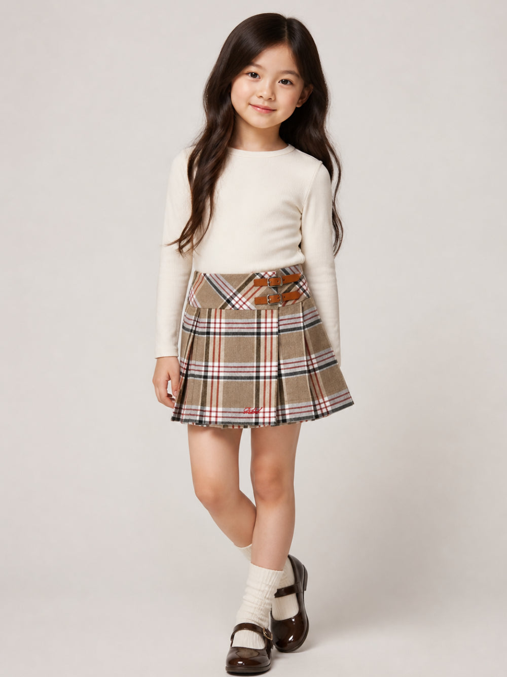 Gonna per bambina Philosophy di Lorenzo Serafini Kids marrone con motivo a quadri I1H701 8151 0306 PHILOSOPHY KIDS 
