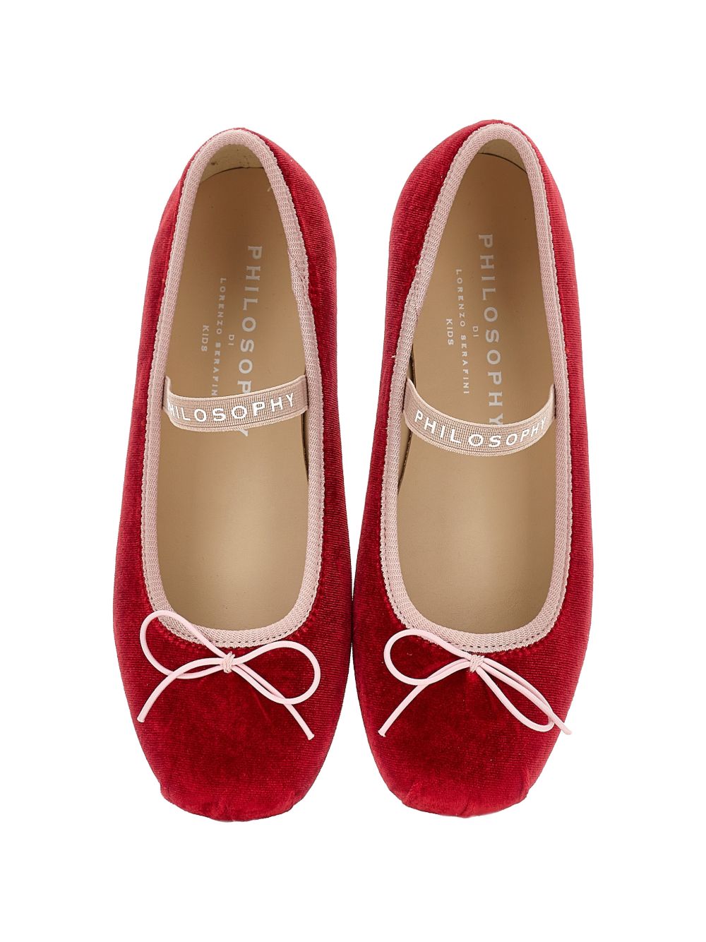 Ballerine per bambina Philosophy di Lorenzo Serafini Kids rosse con finitura in velluto I8H003 8781 4391 PHILOSOPHY KIDS 