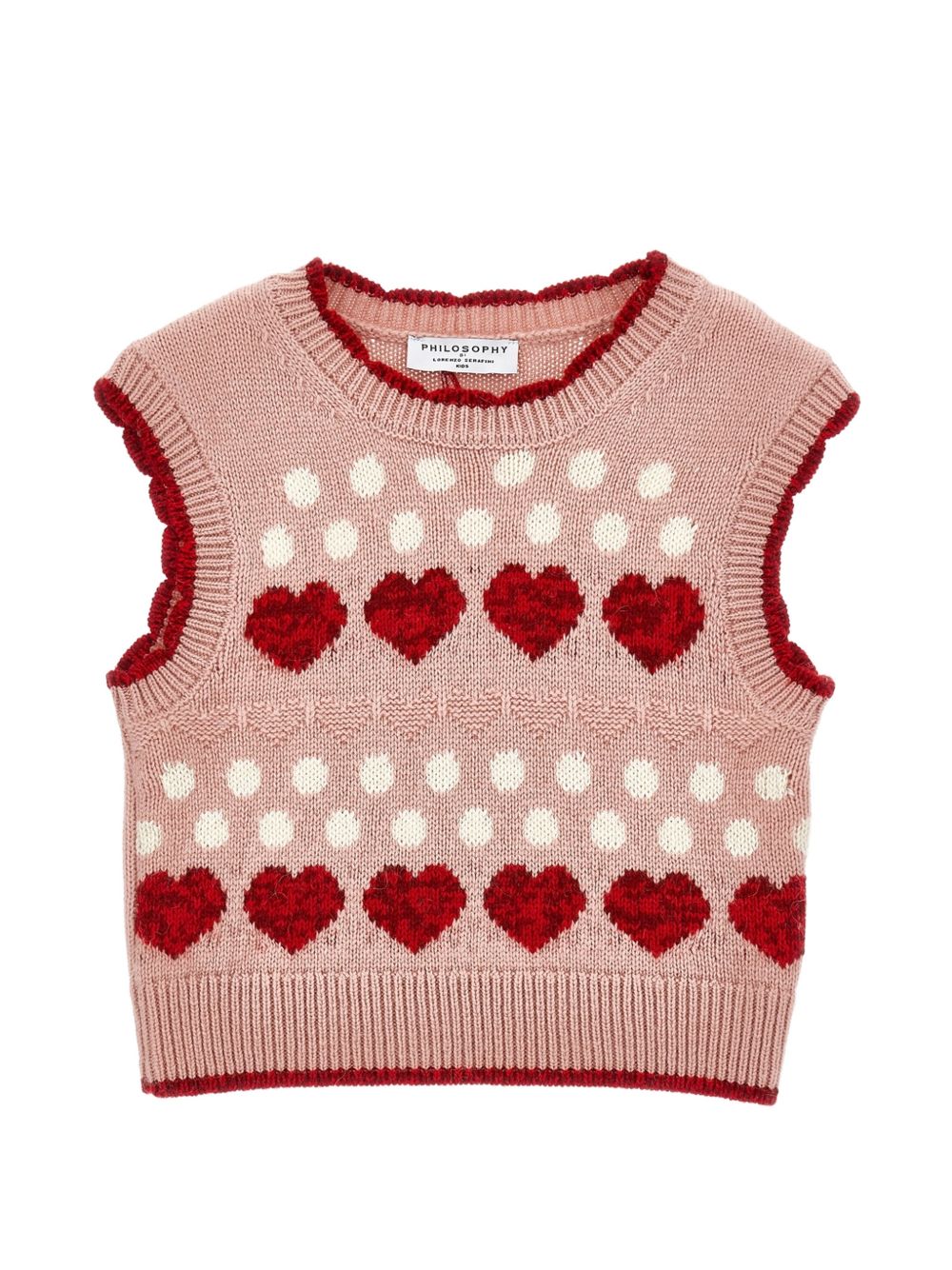 Gilet per bambina Philosophy di Lorenzo Serafini Kids rosa con decorazione ricamata sul davanti I9H306 8711 0091 PHILOSOPHY KIDS 