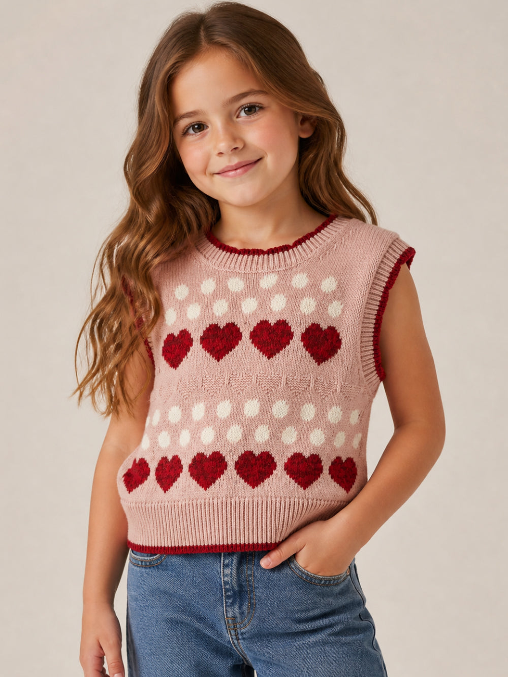 Gilet per bambina Philosophy di Lorenzo Serafini Kids rosa con decorazione ricamata sul davanti I9H306 8711 0091 PHILOSOPHY KIDS 