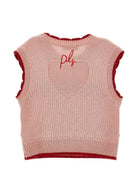 Gilet per bambina Philosophy di Lorenzo Serafini Kids rosa con decorazione ricamata sul davanti I9H306 8711 0091 PHILOSOPHY KIDS 