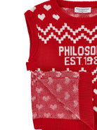 Gilet per bambina Philosophy di Lorenzo Serafini Kids rosso con motivo a cuori I9H308 8715 0043 PHILOSOPHY KIDS 
