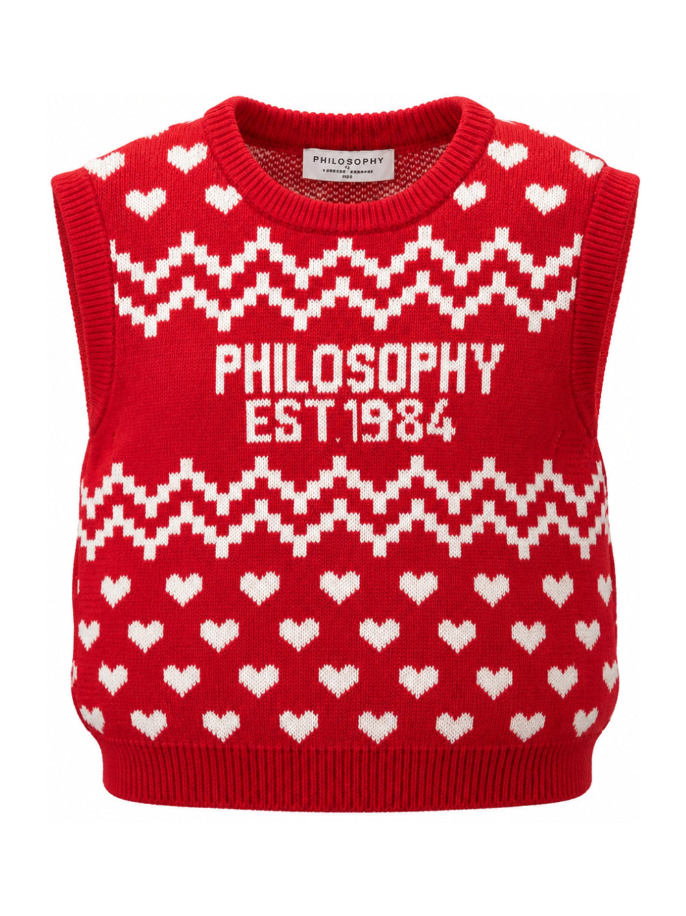 Gilet per bambina Philosophy di Lorenzo Serafini Kids rosso con motivo a cuori I9H308 8715 0043 PHILOSOPHY KIDS 