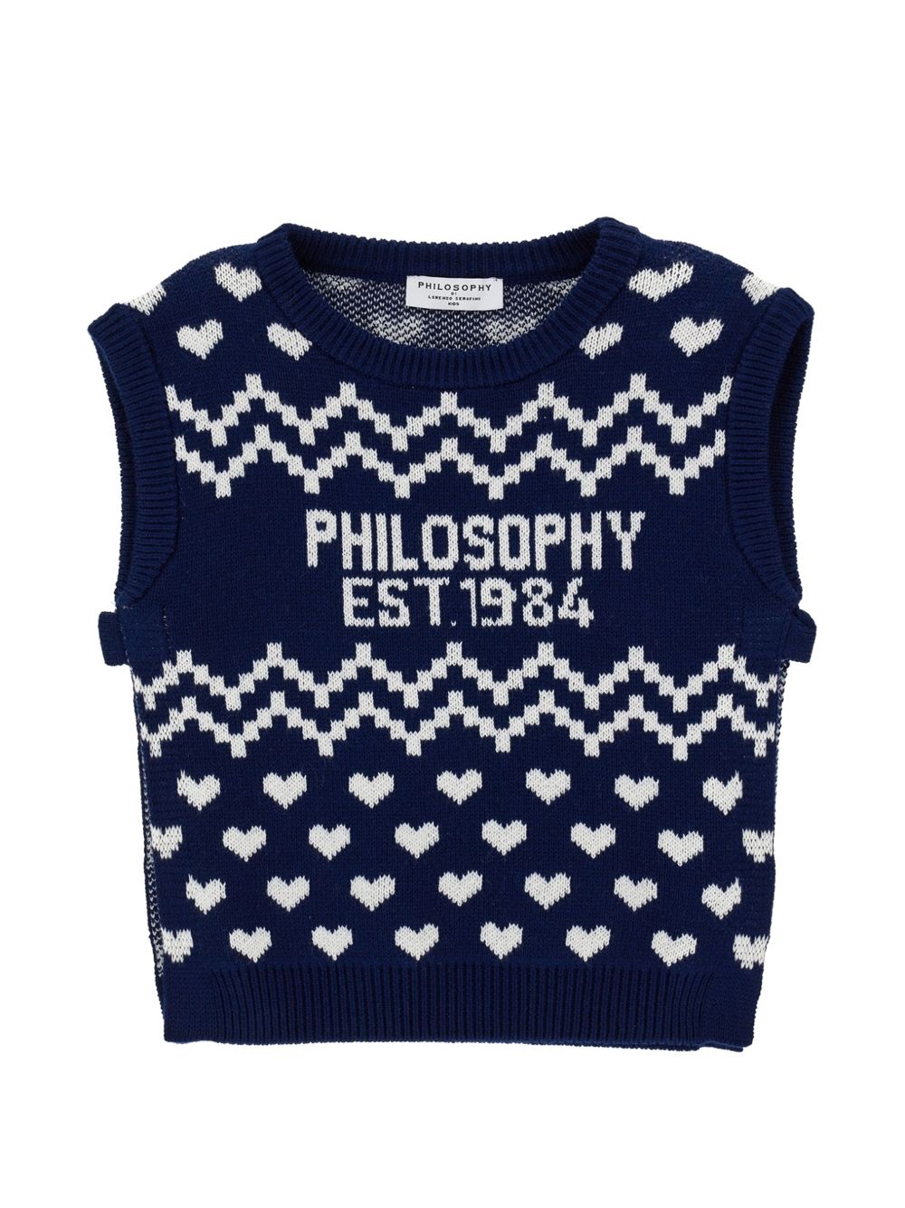 Gilet per bambina Philosophy di Lorenzo Serafini Kids blu con motivo a cuori I9H308 8715 056S PHILOSOPHY KIDS 