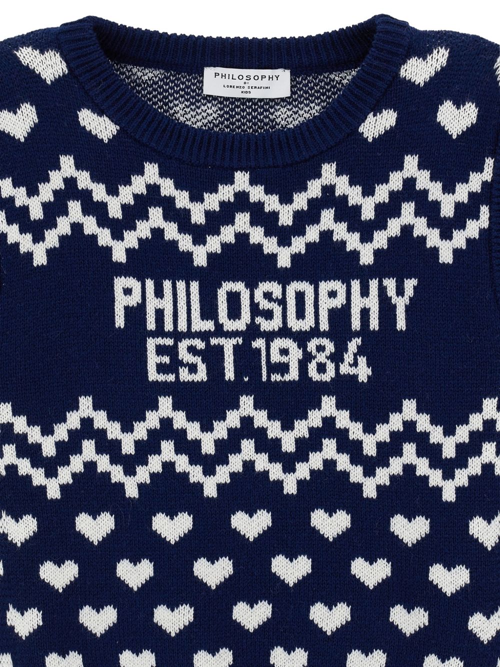 Gilet per bambina Philosophy di Lorenzo Serafini Kids blu con motivo a cuori I9H308 8715 056S PHILOSOPHY KIDS 